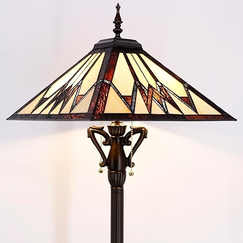 Vista 55 de Tiffany Lámpara de pie Tulipán Flor Misión Estilo Vidrieras Luz de lectura de pie 16X16X64 Pulgadas flor ((Tulip Flower)