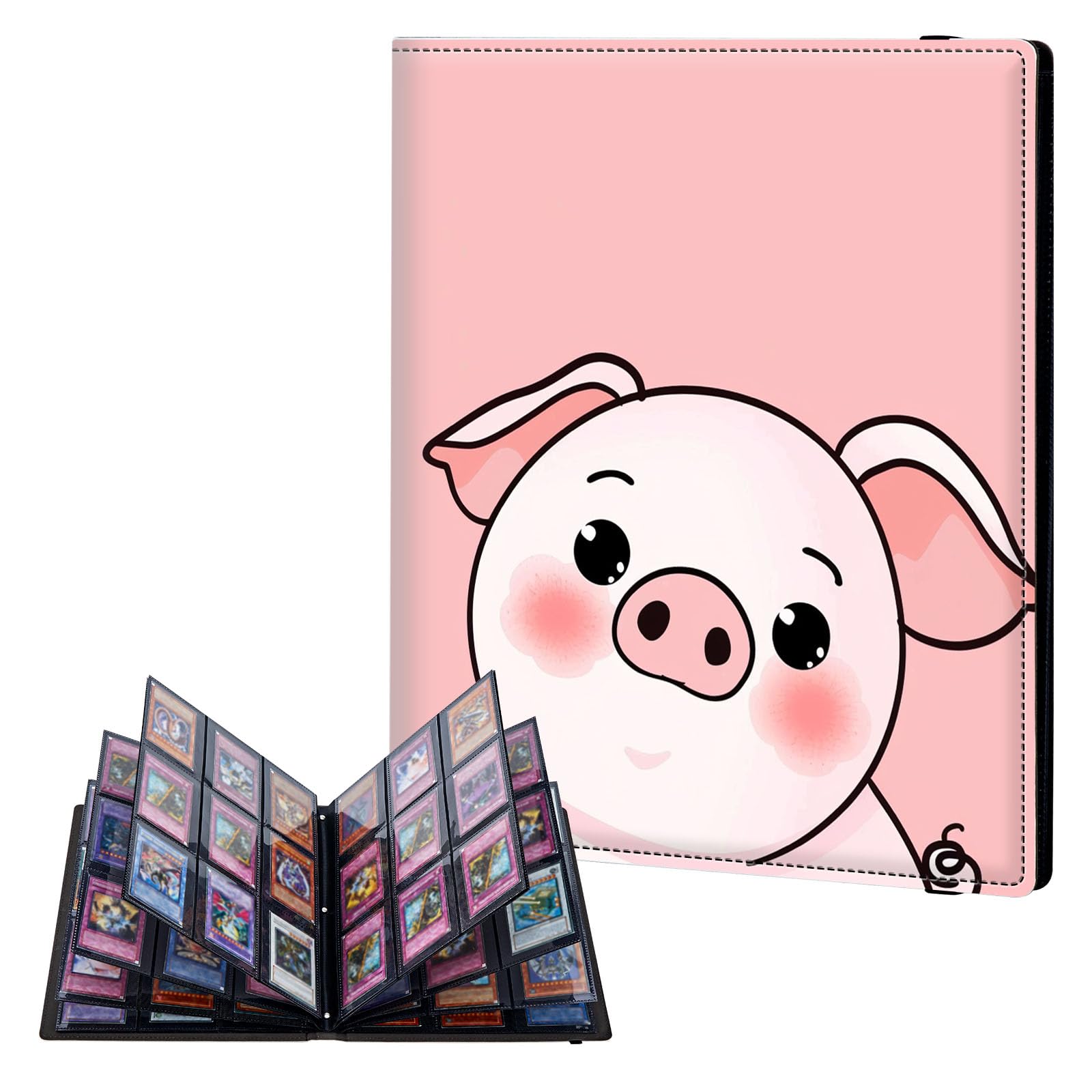 ETLKJVBL 9 Pocket Trading Card Binder, Card Collection Binder for TCG, MTG, Sports Cards, Baseball, Pink Pig Trading Card Book Holder for Collectors, Top Loader Binder โ image 1