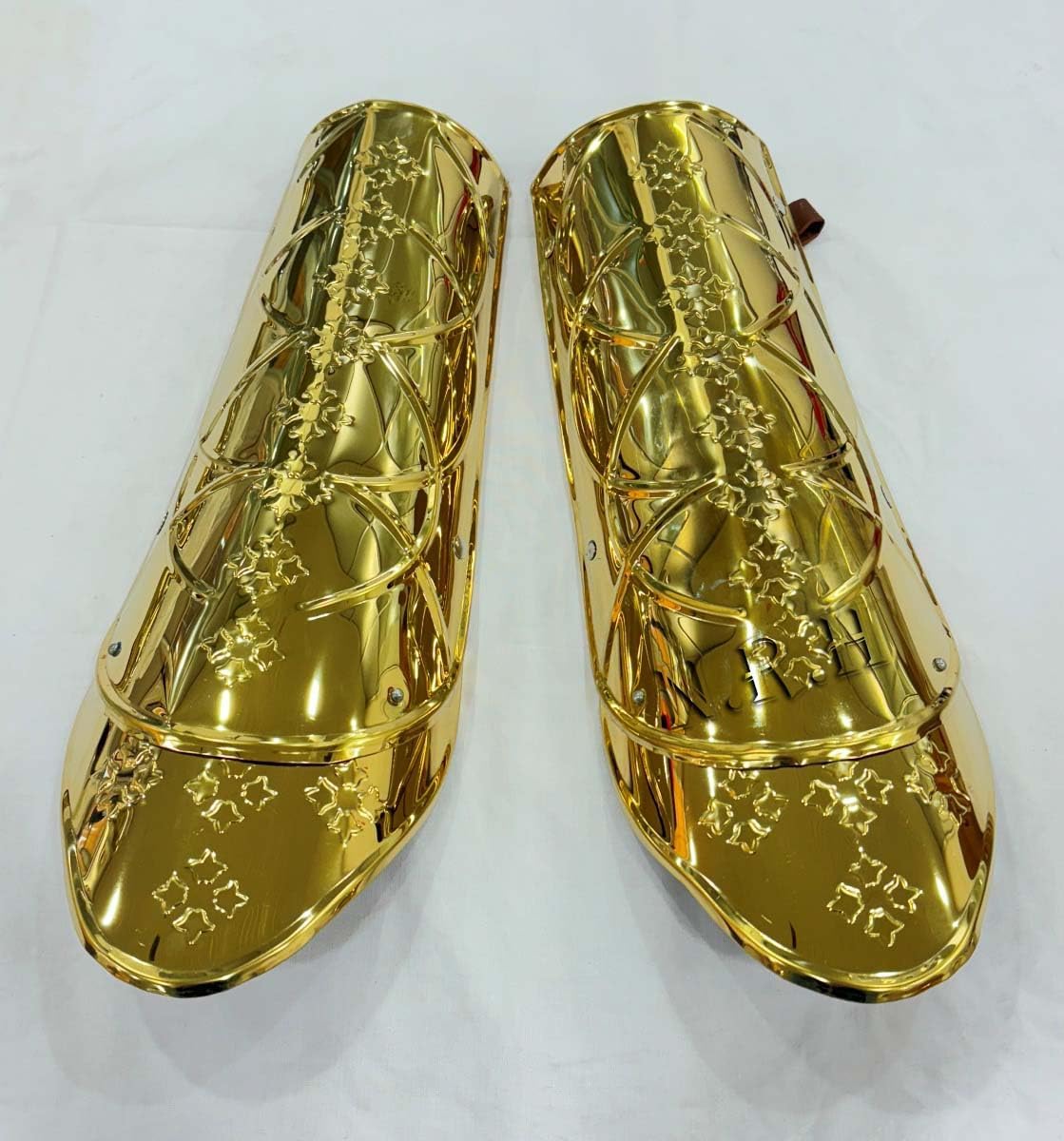 Armor Medieval Leg Guard Armor Stainless Steel Guard Costume Handmade Medieval Leg Guard Gold