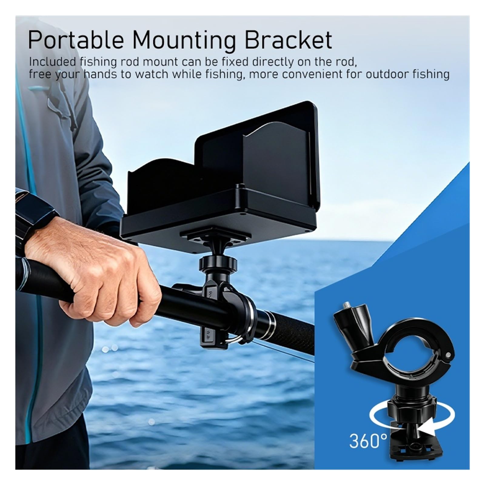 Ecoscandaglio portatile con display LCD da 4,3", profondità subacquea della fotocamera pesca di 15 m,Alta definizione