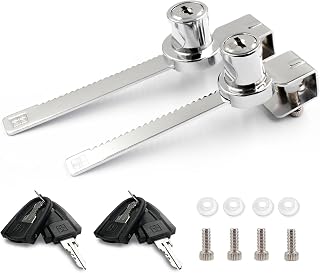 XIEHE 318 Sliding Window Locks, Closet Locks for Sliding Glass Doors with 2 Keys, Display Cabinet Showcase Lock with Chrome Finish, No Drill Burglar Bars for Sliding Doors (2 Pack, Keyed Alike)