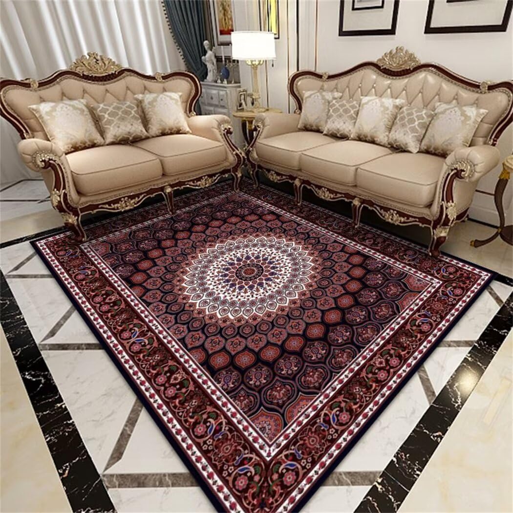 Tapis antidérapant rouge poils courts 140x210cm fini les glissades au salon
