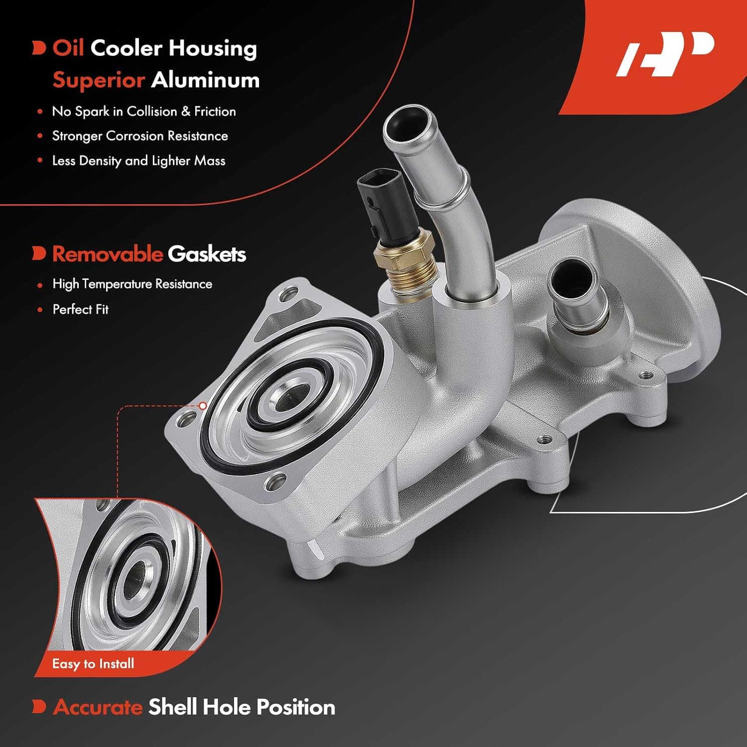 A-Premium Engine Oil Filter Housing Adapter Assembly Compatible with Ram Vehicles - 2500, 3500, 4500, 5500, 2014 2015 2016 2017 2018 2019 2020