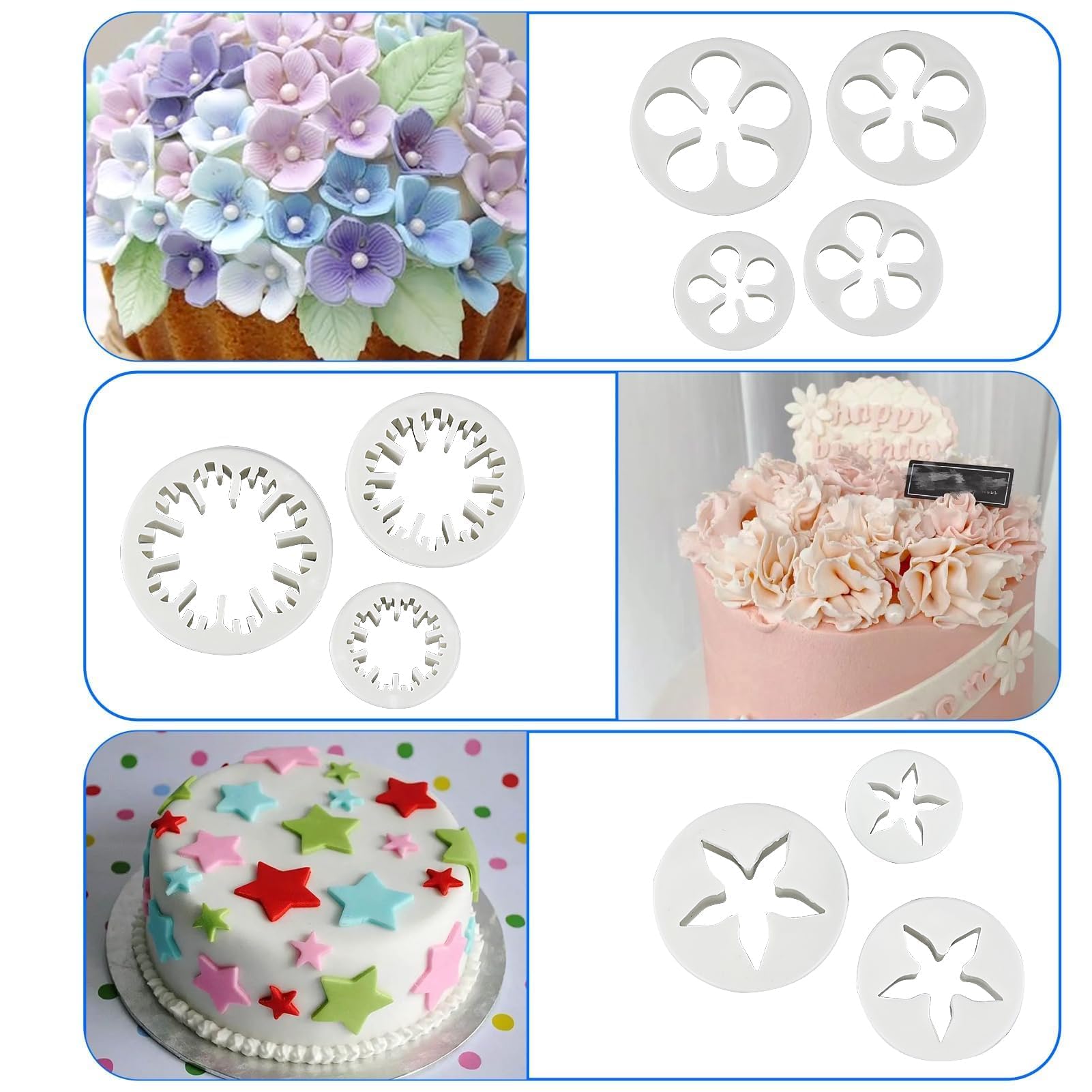 14 Set (46 Pezzi) Stampini E Strumenti Per Decorazione Torte - Kit Goffratura Per Fondente, Pasta Di Zucchero E Biscotti - Forme Di Fiori, Farfalle E Tanto Altro