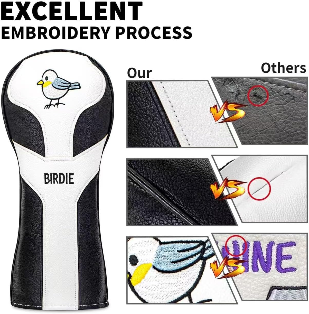 Vesperlux Birdie Golf Headcovers, Cute Bird Club Cover Set image 2