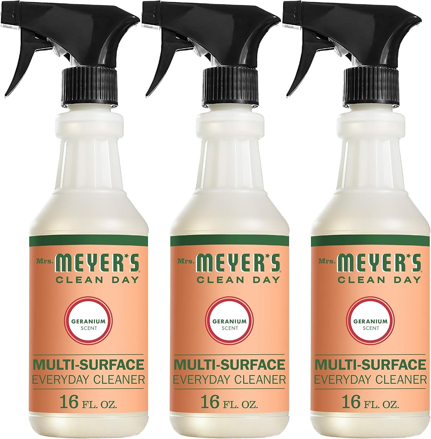 Mrs. MEYER'S Meyer s Clean Day Multi-Surface Everyday Cleaner, Geranium Scent, 16 ounce bottle (Pack of 3)