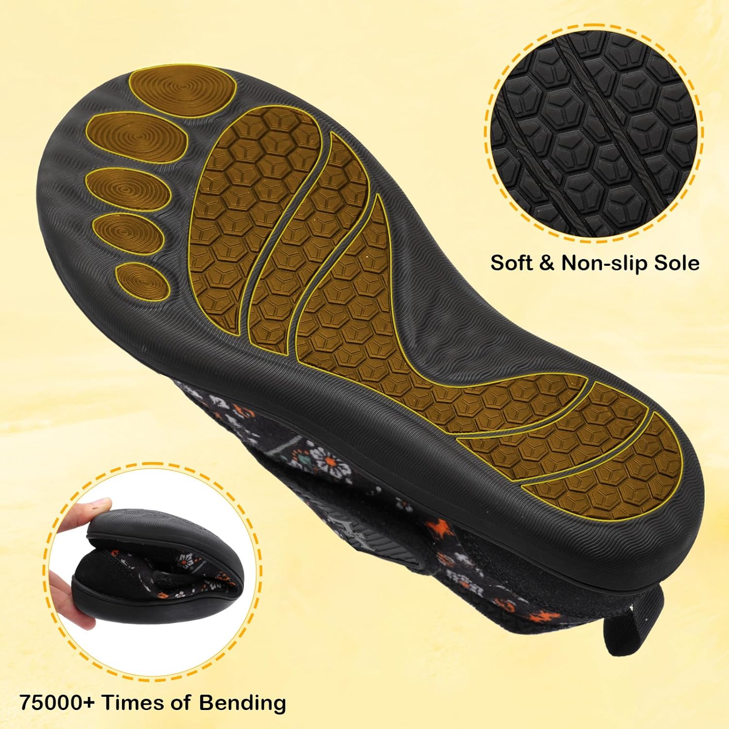 L-RUN Womens Slippers Wide Toe Box Barefoot Diabetic Shoes Women Ladies Winter House Shoes for Indoor and Outdoor - Image 6