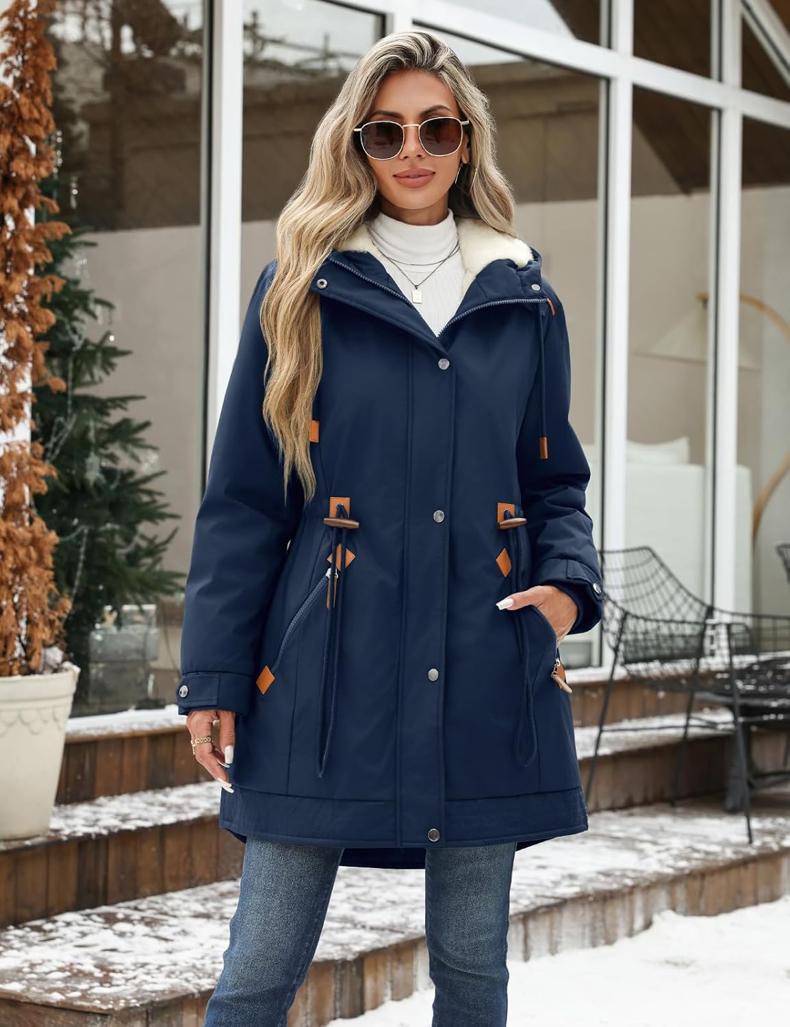 HEEKPEK Women's Winter Coats Thicken Soft Fleece Lined Parka Jacket Hooded Warm Coat Outerwear with Pockets Overcoat Snow - Image 3