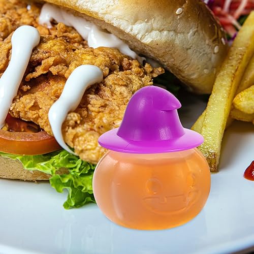 Miniatura 9 de Hemoton 4 botellas de plástico con forma de calabaza fantasma de Halloween para condimentos, botellas de condimento portátiles para accesorios de