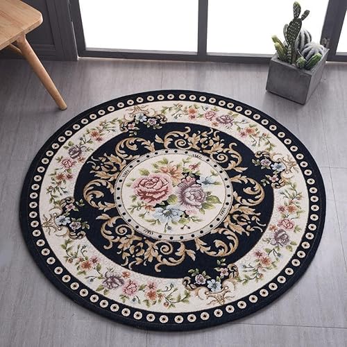 Miniatura 3 de Tyrafry Alfombra redonda floral de 2.6 pies, clásica, antideslizante, lavable a máquina, alfombra de cocina sostenible, alfombra tradicional para