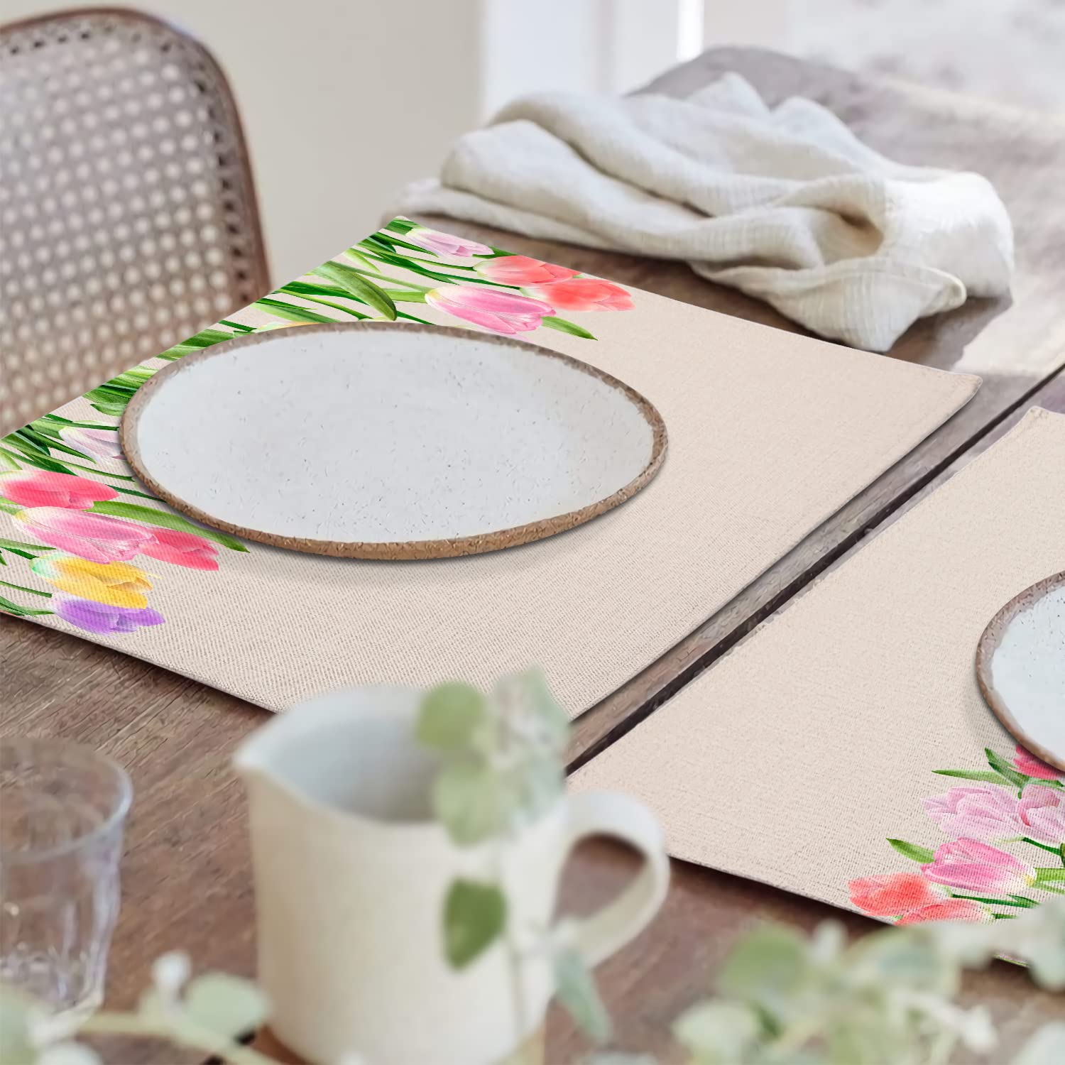 Lot De 8 Sets De Table Lavables De Style Simple - 45,7 X 30,5 Cm - Pour