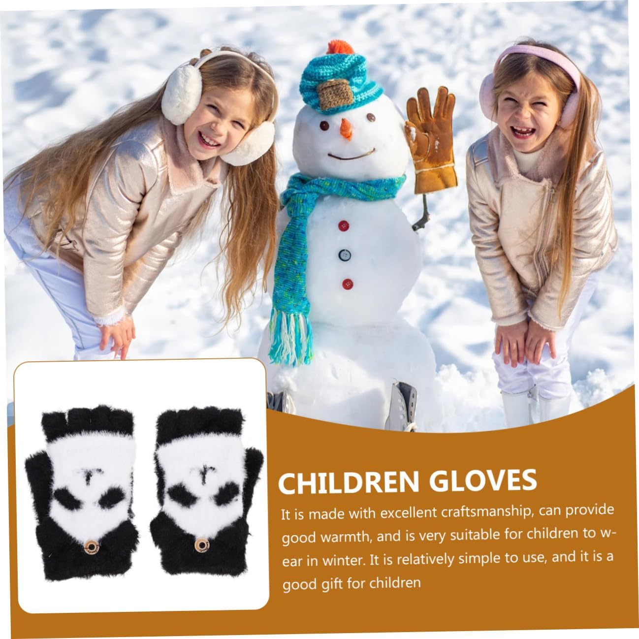 BESPORTBLE Boys and Girls Warm Gloves Winter Half Finger Gloves for Outdoor Play Cartoon Flip Thicken Boys and Girls Winter and