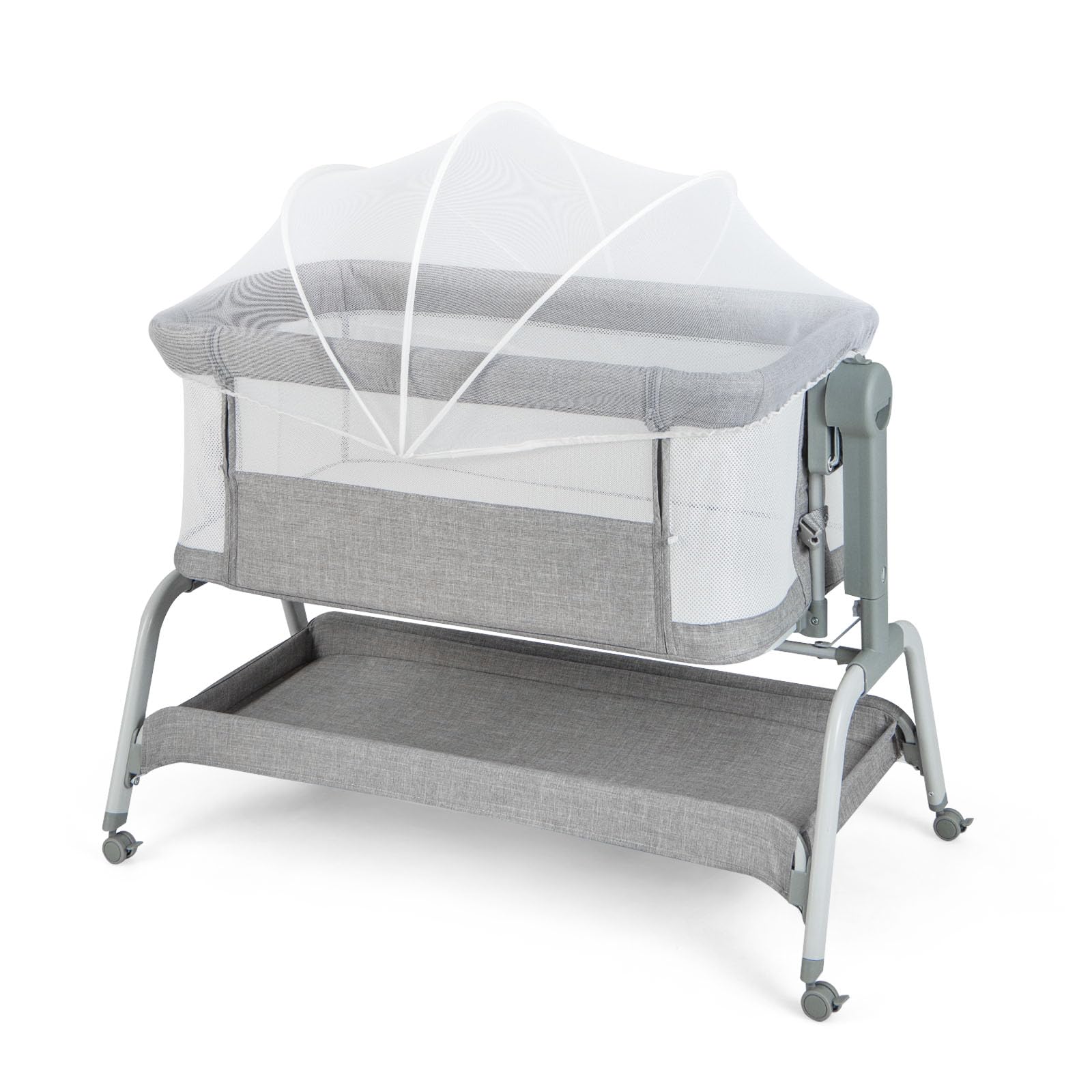 Lit Bébé 4 En 1 évolutif 0-3 Ans - Avec Table à Langer, Barre De Jeux, Rangement - Noir/Gris
