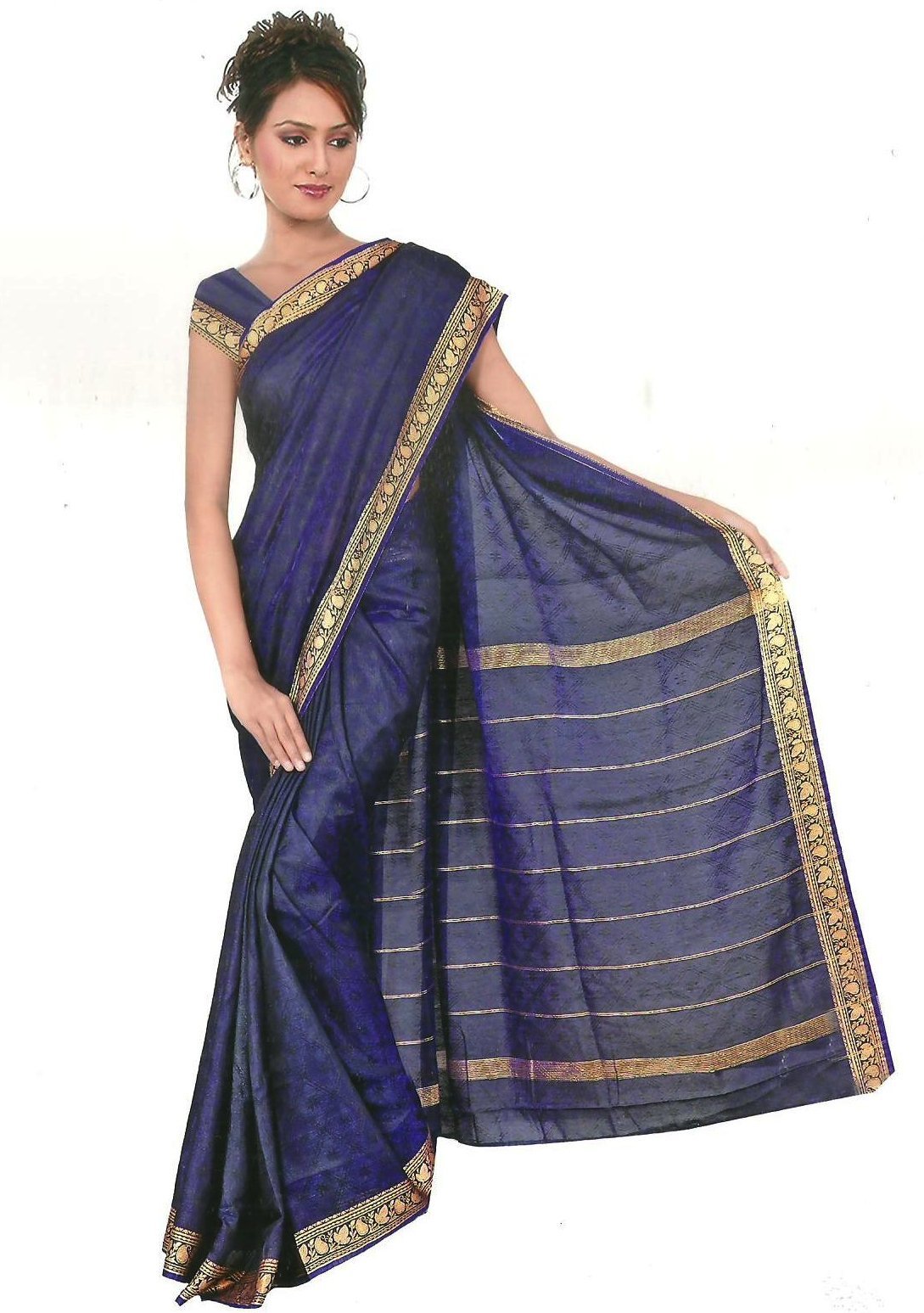très Joli Saree/Sari dans Bollywood Arc en Ciel - Bleu