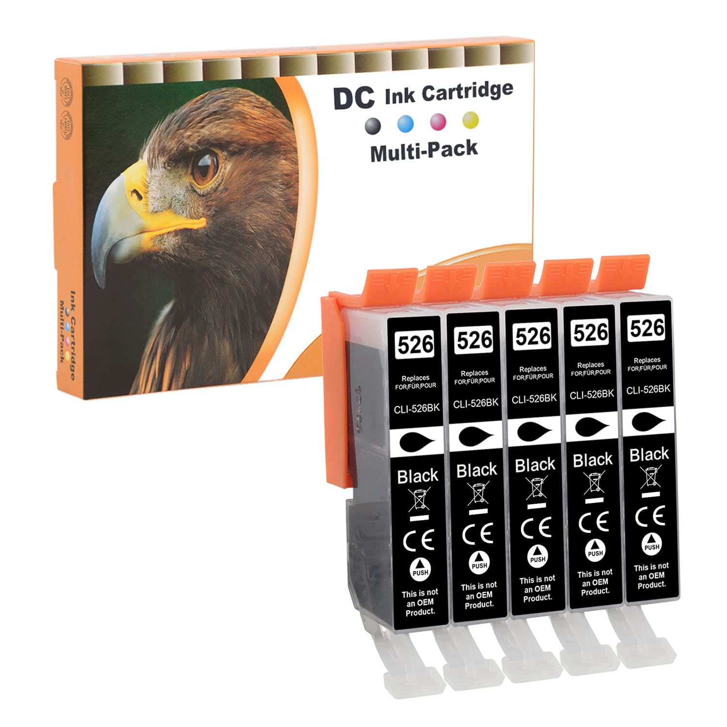 D&C 5X Schwarz Druckerpatronen Kompatibel für Canon CLI-526 BK für Canon Pixma MG5250 MG5300 MG5340 MG5350 MG6250 MG8150 MG8250 MX885 MX895 IP4840 IP4850 IP4900 MG5140 MG5150 MG5240 MX710 MX715