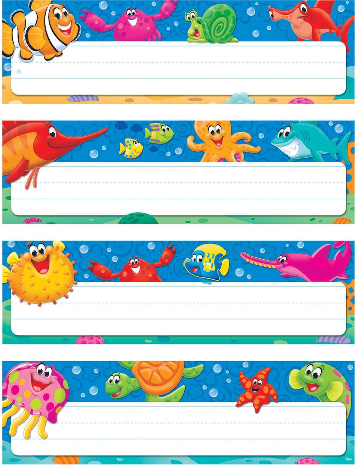TREND Sea Buddies Desk Toppers Name Plates Variety Pack, 2-7/8" x 9-1/2", 32 Count