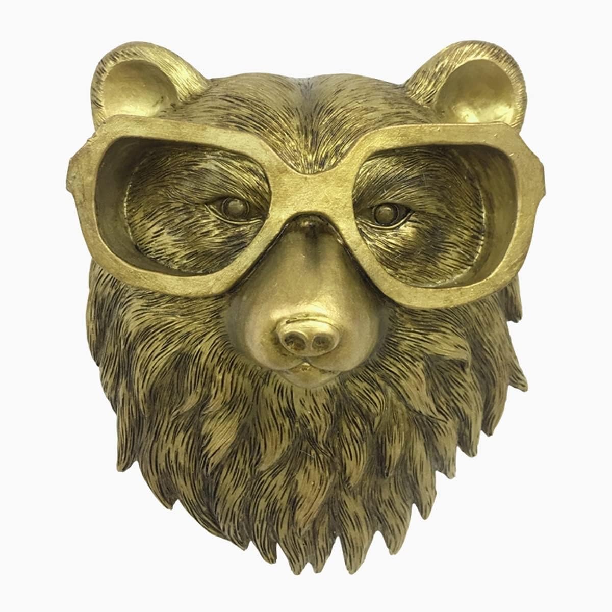 Decorazione da parete con testa di animale, decorazione da parete con testa di cervo, decorazione da parete con testa di cervo/coniglio/topo/orso/volpe in resina di rame antico, decorazione da