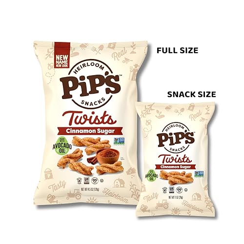 Vista 20 de Pipcorn Heirloom - Twists de azúcar de canela – Paquete de 6 bocadillos saludables, aperitivos sin gluten, harina de maíz de reliquia reciclada