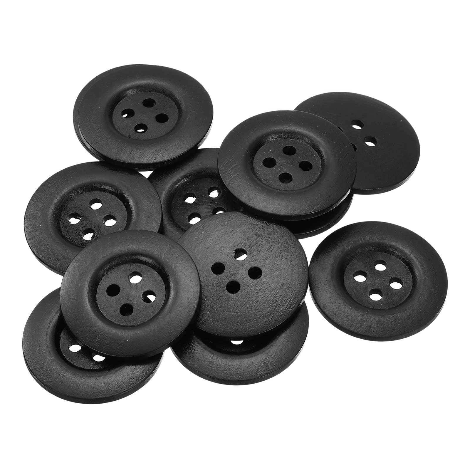 sourcing map 30Pcs Large Wooden Buttons, 50mm(2") 4 Hole Round Wood Sewing Button Craft for Sewing DIY Craft Clothing, Black