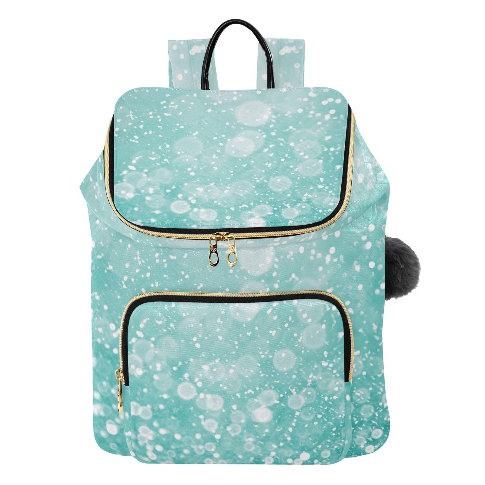 Mochila antirrobo mujer turquesa de viaje con pompón para escapadas urbanas 8