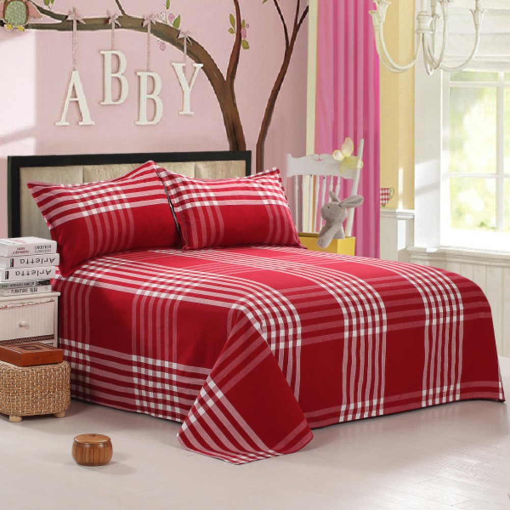Drap double coton épais 200x230cm draps de lit coton cryptage à carreaux plaid