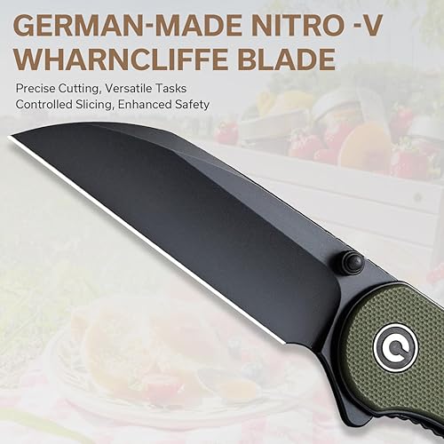 Miniatura 8 de CIVIVI Cuchillo de bolsillo - Elementum Cuchillo plegable con mango Nitro-V Wharncliffe Blade G10 de 2.97 pulgadas, ideal para regalo EDC al aire