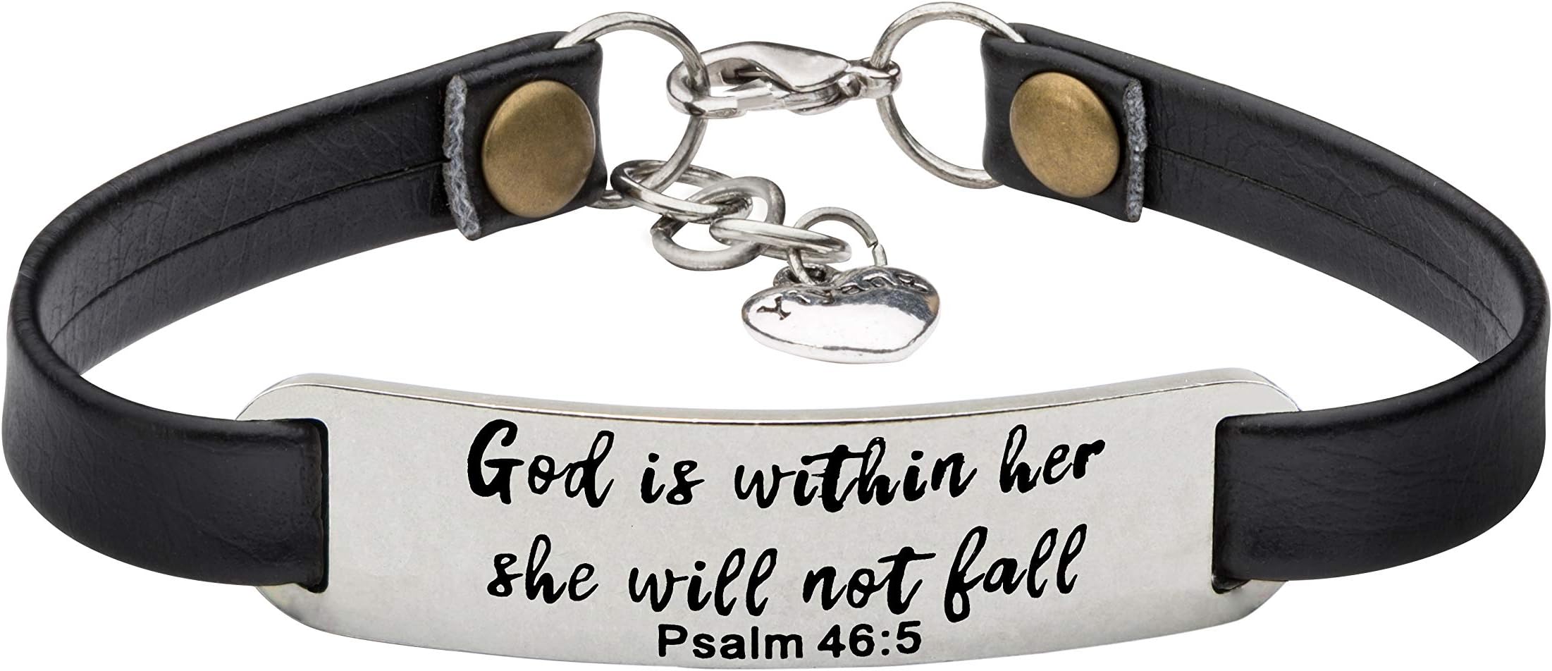 Leather Bracelet for Women Teens Christian Engraved Ornament Jewelry Gift Inspirational Vintage Stretch Religion Bible Verse Christmas Gifts