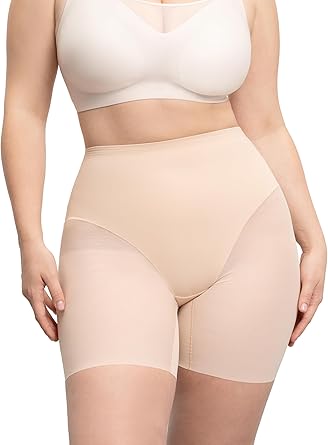 WAISTLINE Anti-Chafing Compression Shorts - Seamless High Waisted Shapewear - Women Tummy Control Shorts Under Dress