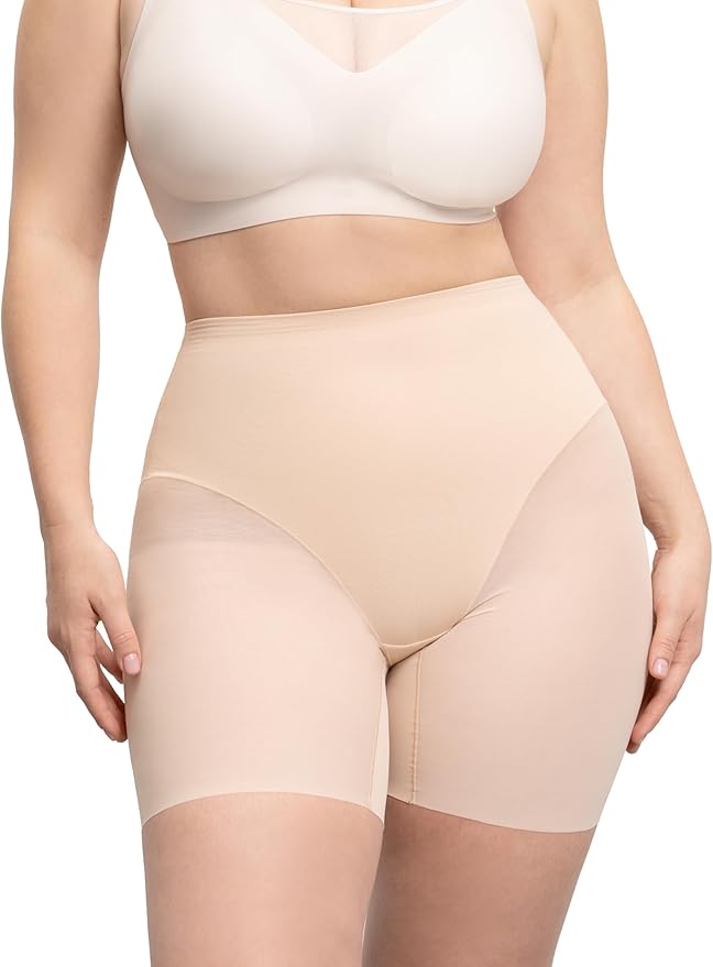 WAISTLINE Anti-Chafing Compression Shorts - Seamless High Waisted Shapewear - Women Tummy Control Shorts Under Dress