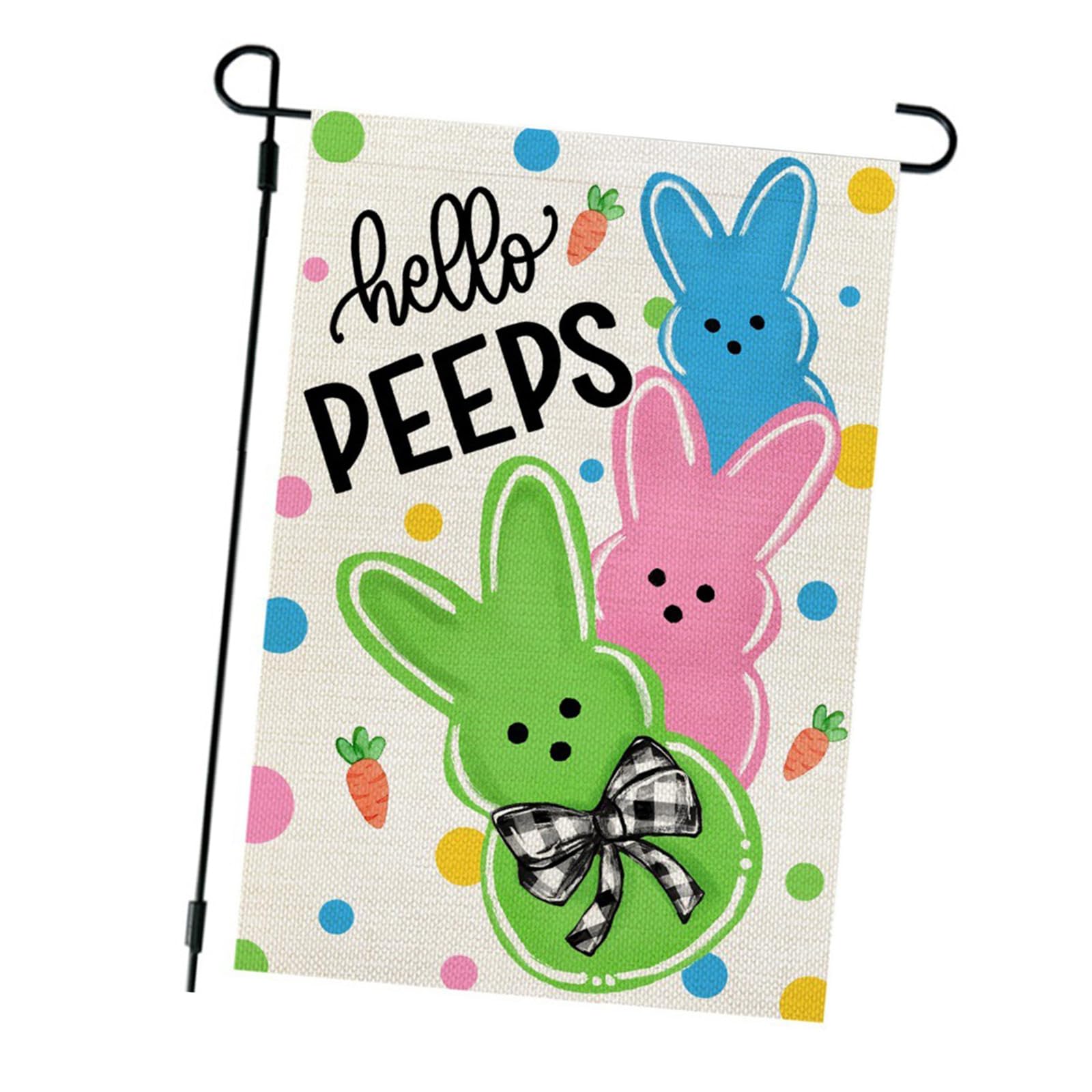 Kalttoy Garden Flag Double Sided Bunnies Bows Flag Outside Yard Outdoor Decorations Holiday Decors Housewarming Gift Easter Bunnies