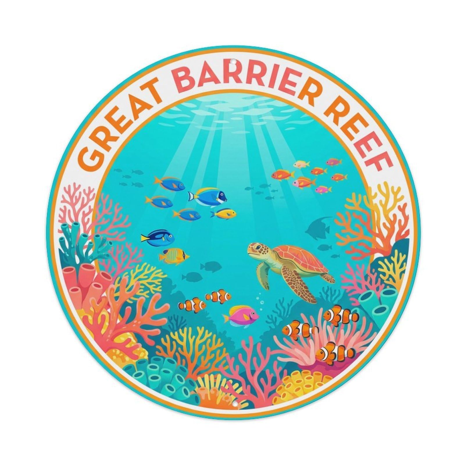 Vintage Australia Travel Great Barrier Reef Metal Tin Sign