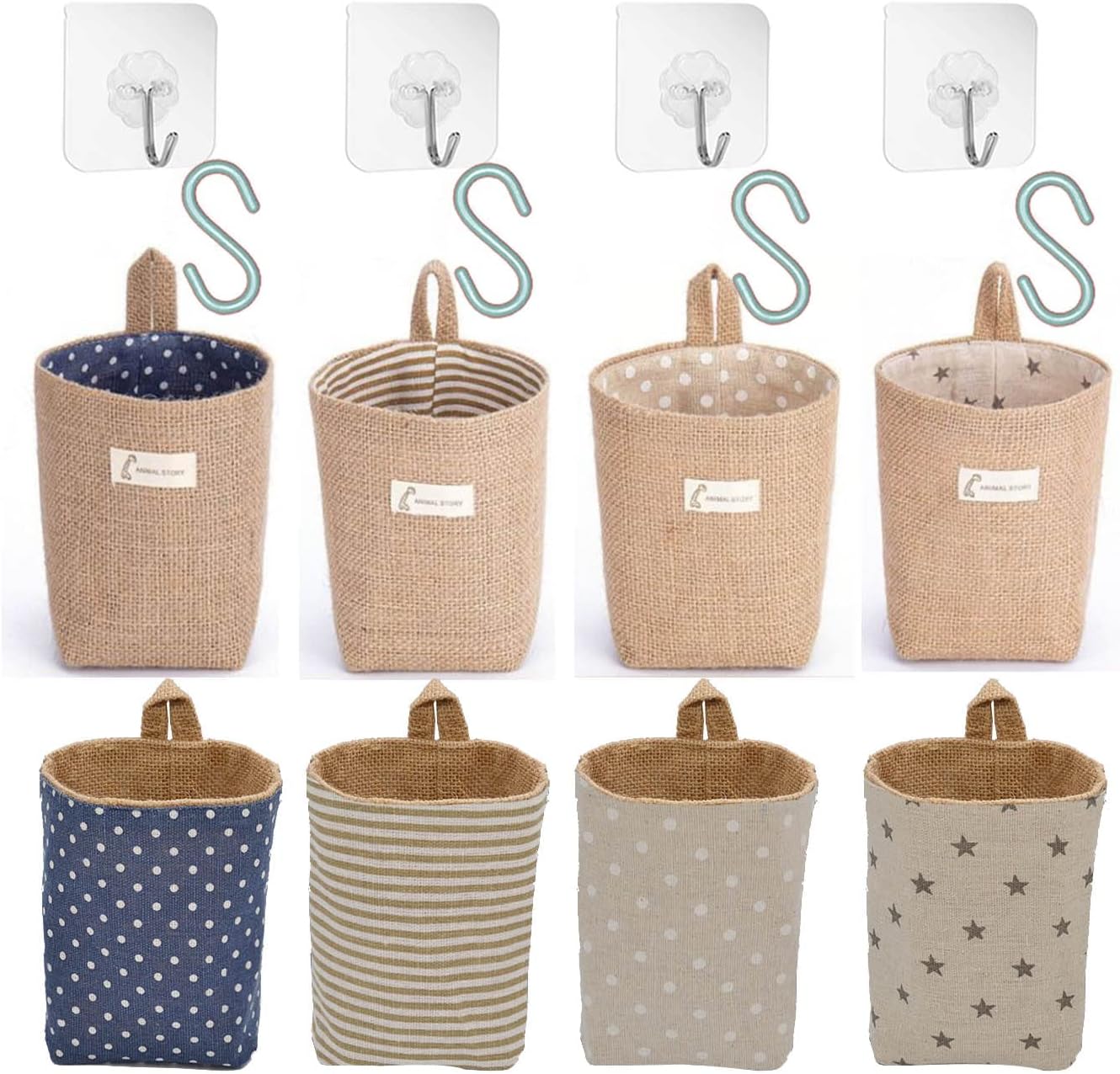 perfsign 4 Pack Hanging Basket for Door,Small Wall Basket