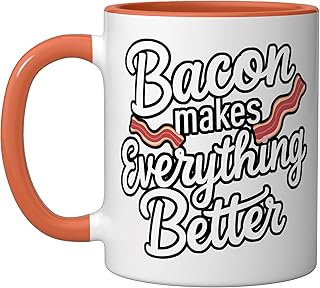 Bacon Makes Everything Better |||- Ceramic Mug, Orange/White