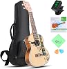 Hricane Concert Ukulele Starter Kit 23 Inch with Flowers Laser, Gig Bag Tuner Strap String Professonal Ukulelen made of Spruce & Mahogany for Beginners Child Adult