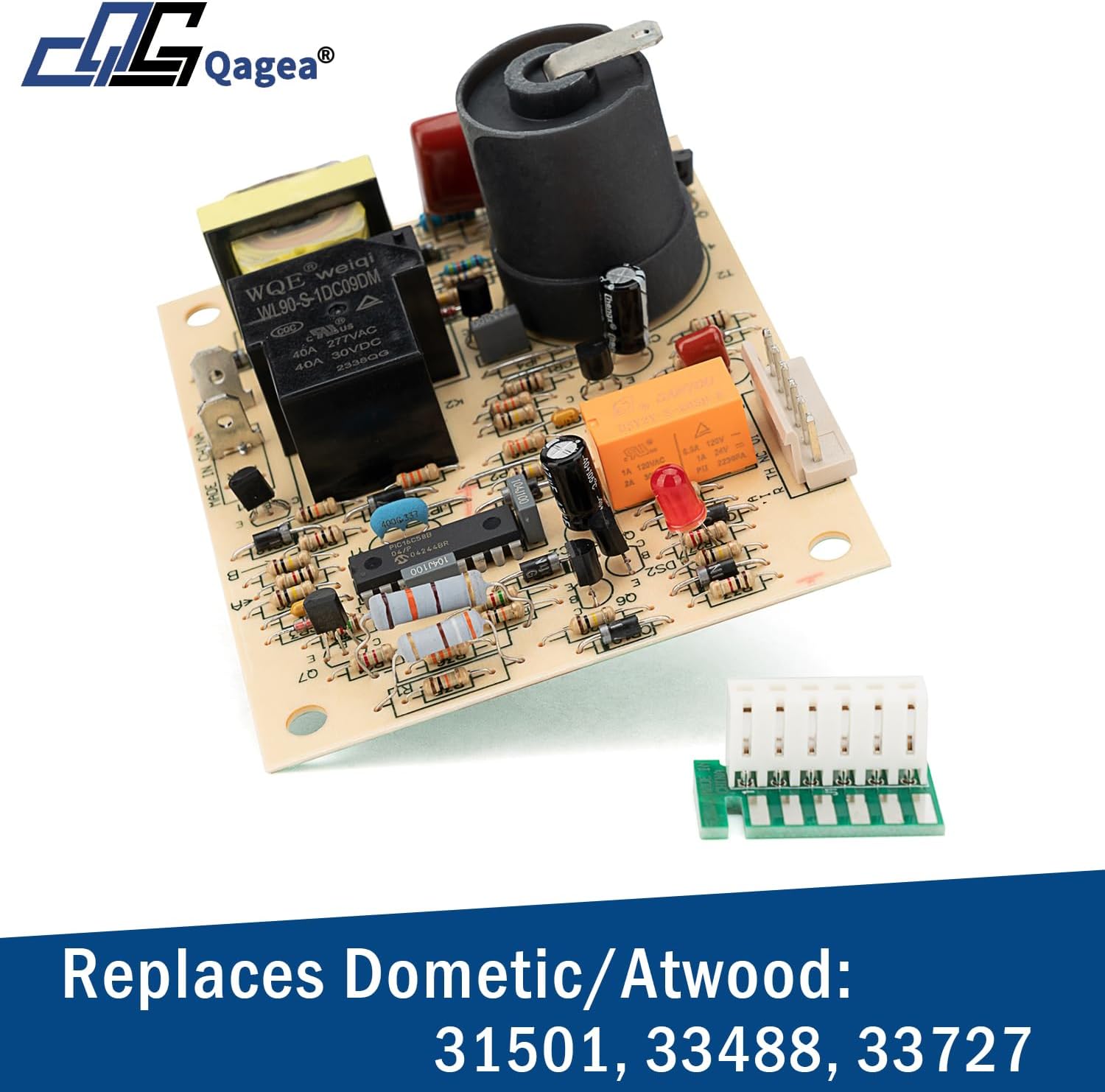 Qagea RV Furnace Ignition Control Circuit Board Yellow Replaces 31501 33488 33727 Fit for Atwood Hydro Flame Furnaces 7912-II, 7916-II, 7920-II, 8012-II, and More