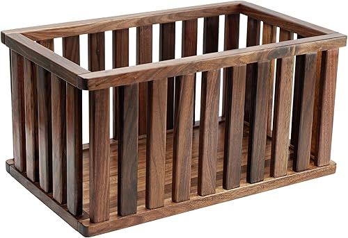 Cesta de almacenamiento rectangular extragrande de nogal macizo, contenedores de almacenamiento de madera natural para organizar, de madera y