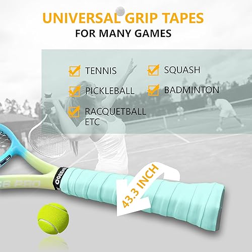 Miniatura 4 de OGEENIER Cinta de agarre para raqueta de tenis, paquete de 12, absorbente y antideslizante, cinta de agarre suave precortada para pala de