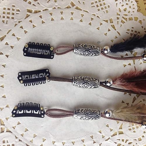 Miniatura 7 de Diadema de plumas hippie indio bohemio con borlas, tocado bohemio para mujeres y niñas, diadema para el cabello, bandas para el cabello, decoración