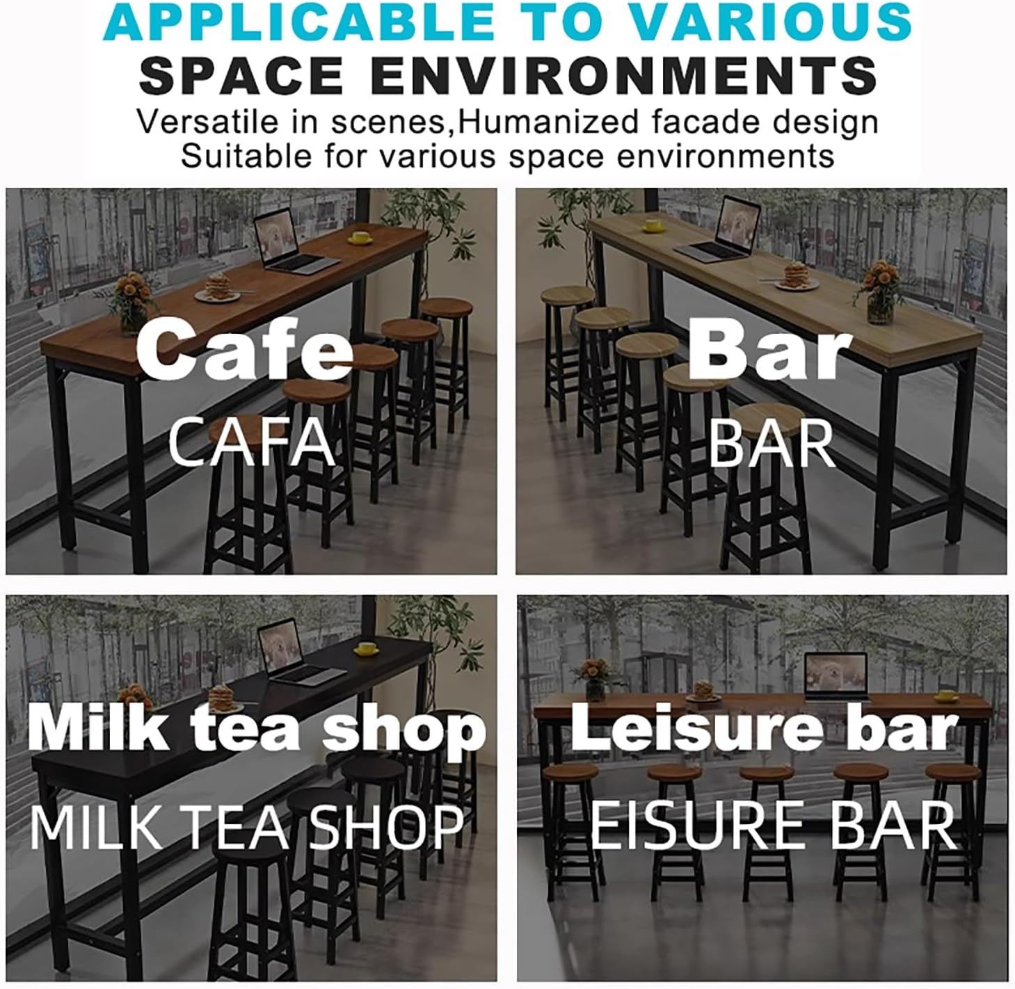 Rectangle Bar Table Bar Table and Chairs Set Kitchen Island Table Easy to Assemble for Bar Living Room Hallway.(Walnut,47.2x15.8x41.3in)