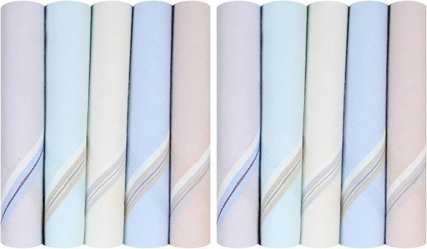 Men's Premium 100% Pure Cotton Handkerchief Colored Border - (44 x 44 cm)