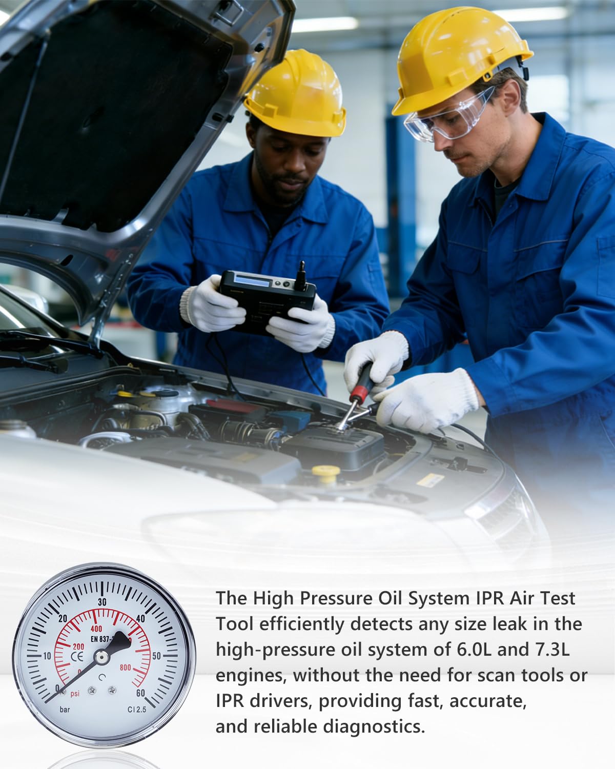 IPR Air Test Tool Special Kit for Fo-rd 6.0L-7.3LPowerstroke Diesel High Pressure Oil System Leak Detection, No Scan Tool Required, Includes IPR Fitting