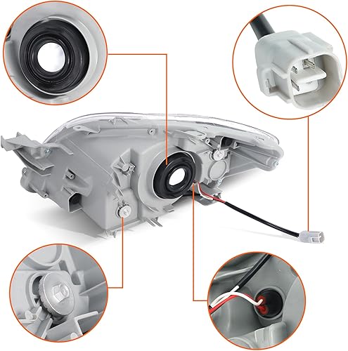 Miniatura 5 de BLACKHORSE-RACING Juego de faros delanteros izquierdo y derecho compatible con Toyota Yaris Sedan 2007 2008 2009 2010 2011, sustituye al número OE