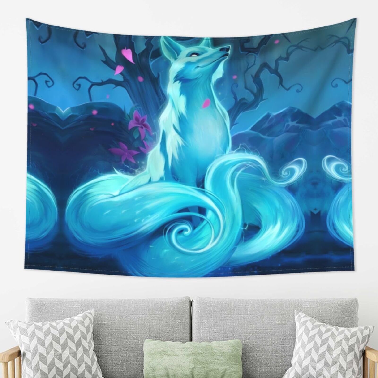 LPLSNWS Wall Tapestry for Bedroom, 80x60 Inches, Animal Print Fox Theme