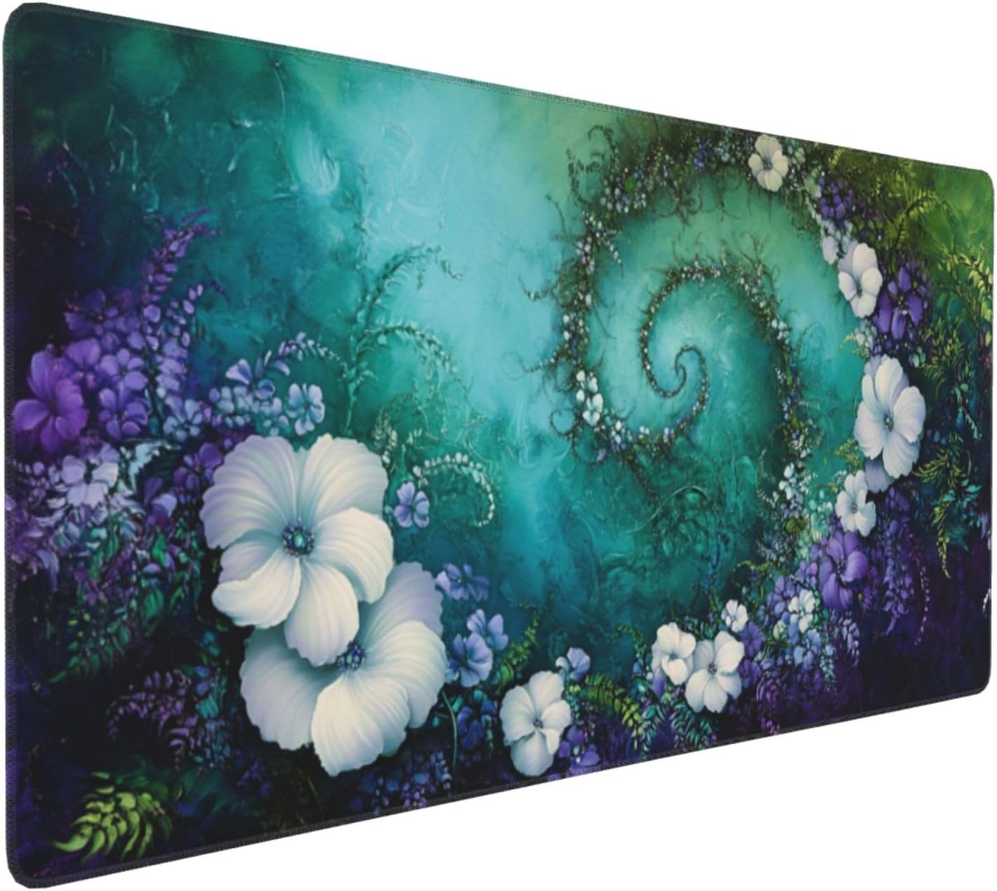 マウスパッド 花 XXL 600 x 400 x 4mm 抽象的な 大型ゲーミング エッジステッチ 滑り止めゴム台座 オフィス適用