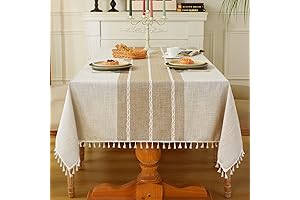 Rustic Tablecloth for Kitchen and Dining, Rectangle Linen Tablecloth with Waterproof Protection