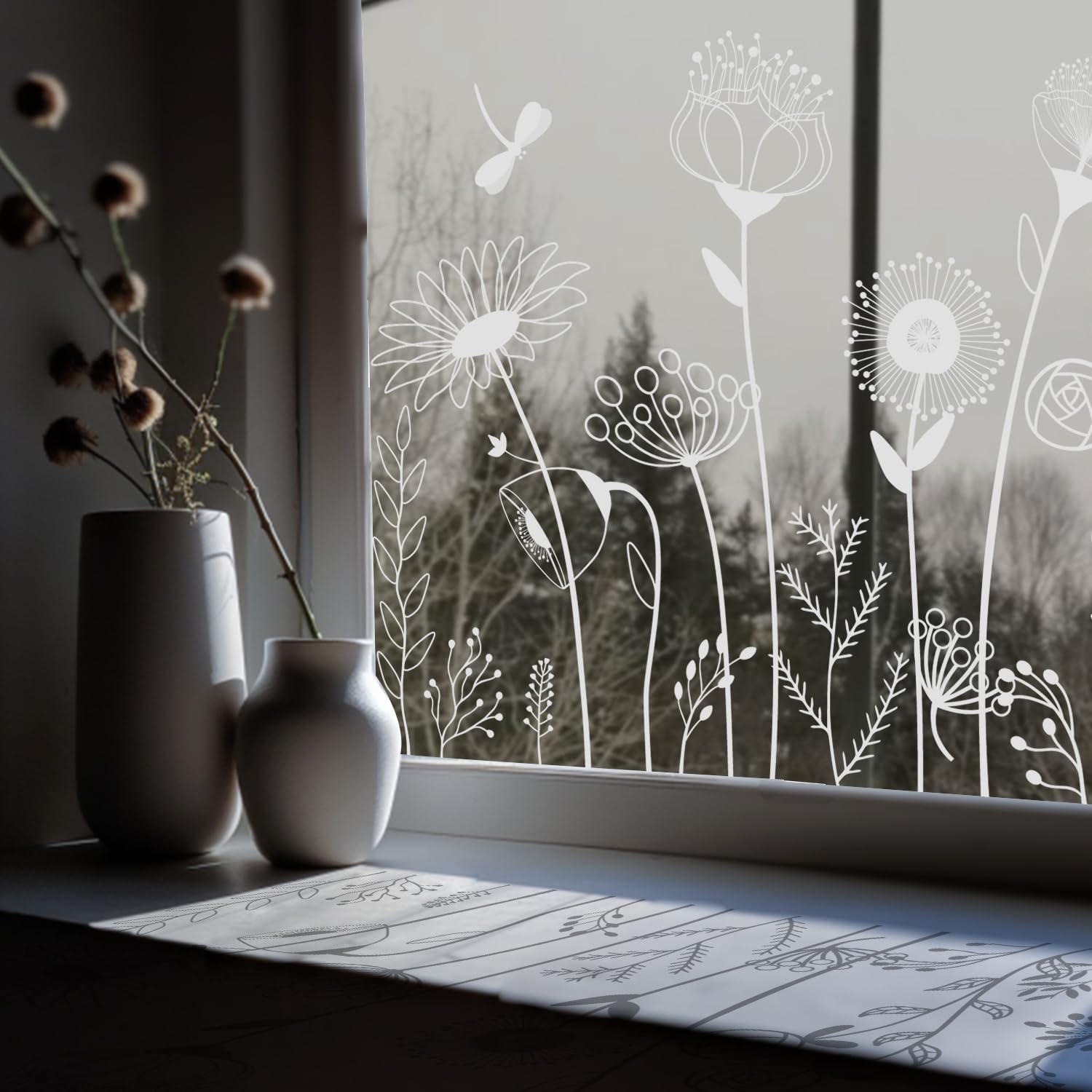 Film autocollant pour fenêtre occultant vis-à-vis pour porte vitrée Neukids motif fleurs
