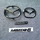 LFWCZS vorne hinten Ersatz Emblem Kit für Mazda 6 Sport Combi 2015 2016 2017,Schwarz Kühlergrill Kofferraum Plakette Zeichen Badge Aufkleber Logo 3D Metall Kfz Dekor Tuning Zubehör,just Mazda 6"