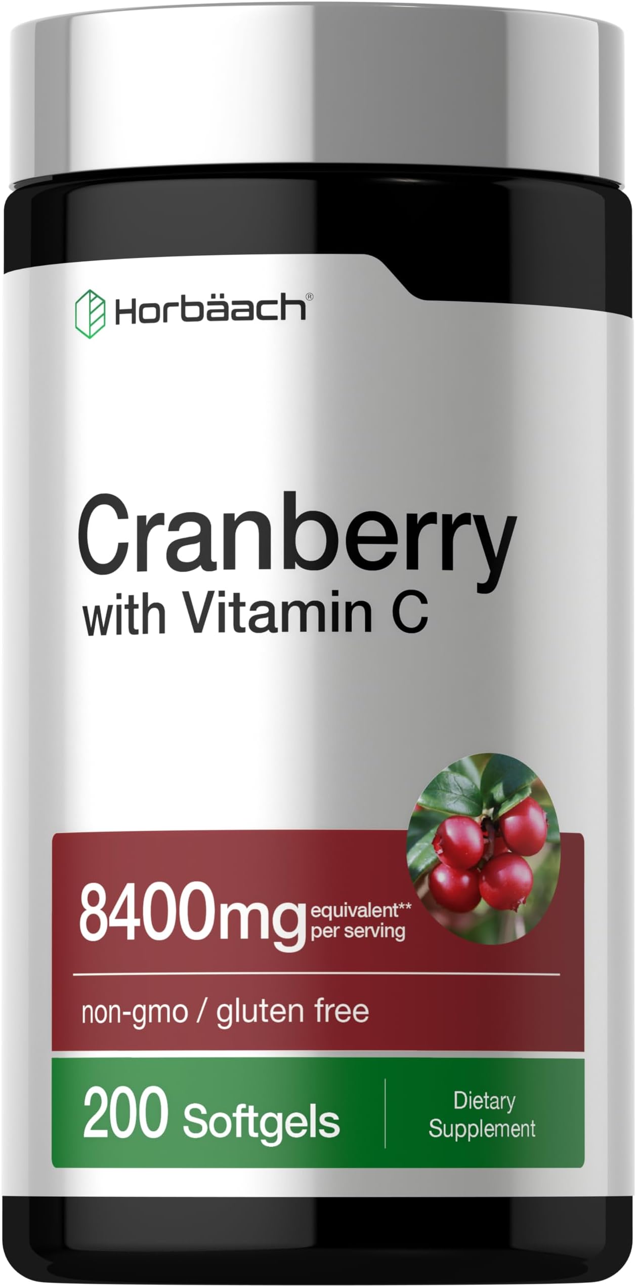 Cranberry Pills for Women and Men | 200 Softgels | Extract Supplement with Vitamin C | Non-GMO, Gluten Free