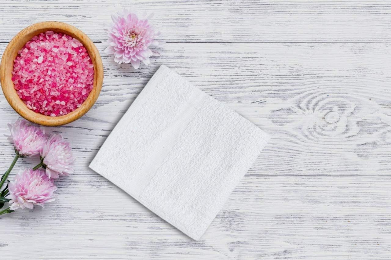 Salon White 12 Pack Towels Set Pk 12 Cotton Saloon Soft Gym Towel-(White)-16 x 27-Ringspun Cotton Softness and Absorbency, Easy Care