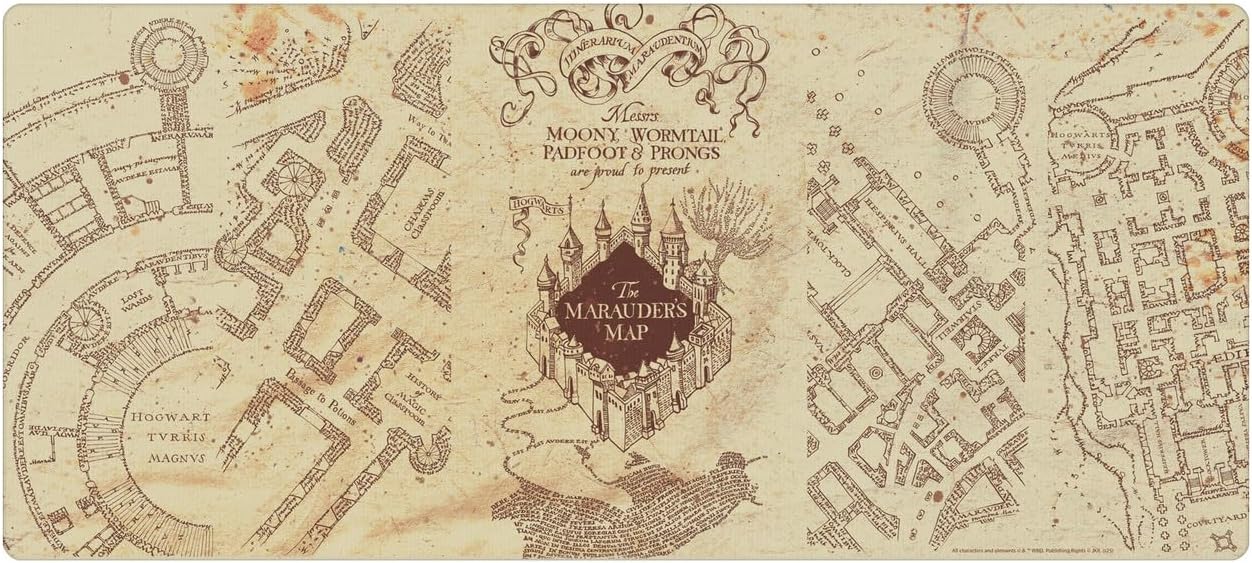Head Case Designs Officially Licensed Harry Potter The Marauder's Map Graphics 37.4 x 15.75 x 0.16 inches (900 x 400 mm) - XL Gaming Office Desk PC Keyboard Mouse Mat Pad